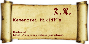 Kemenczei Miklós névjegykártya
