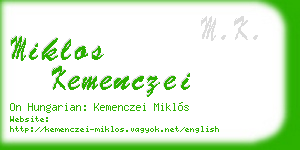 miklos kemenczei business card